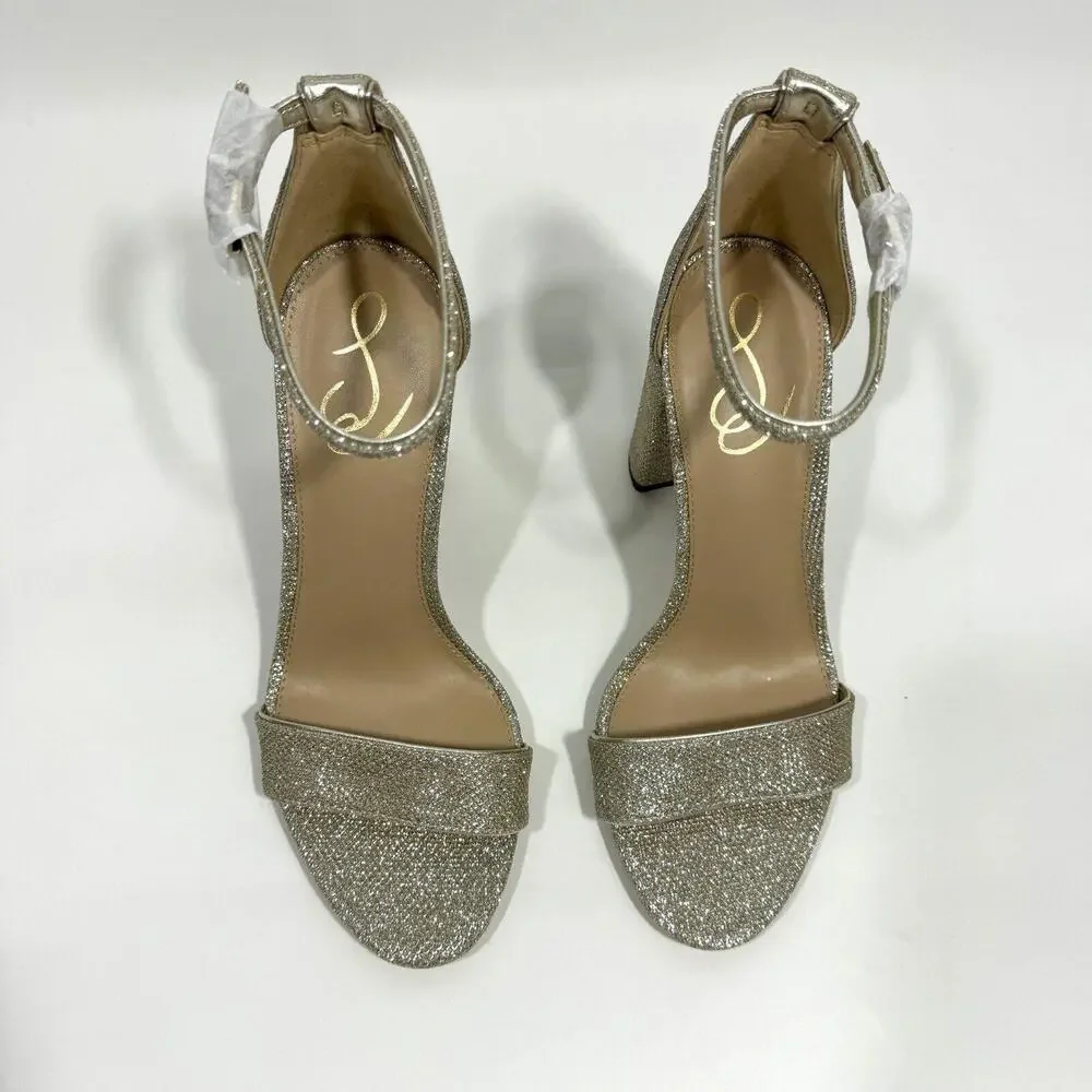 Sam Edelman Women’s Size 9 Wide Light Gold Mesh Yaro Ankle Strap Block Heels - Picture 5 of 9